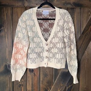 Hayden Ombre Checkered Cropped Button Cardigan